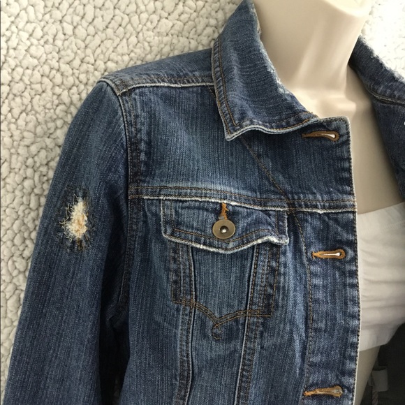 Demin Patch Stitching Distressed Small Jacket - Picture 15 of 15